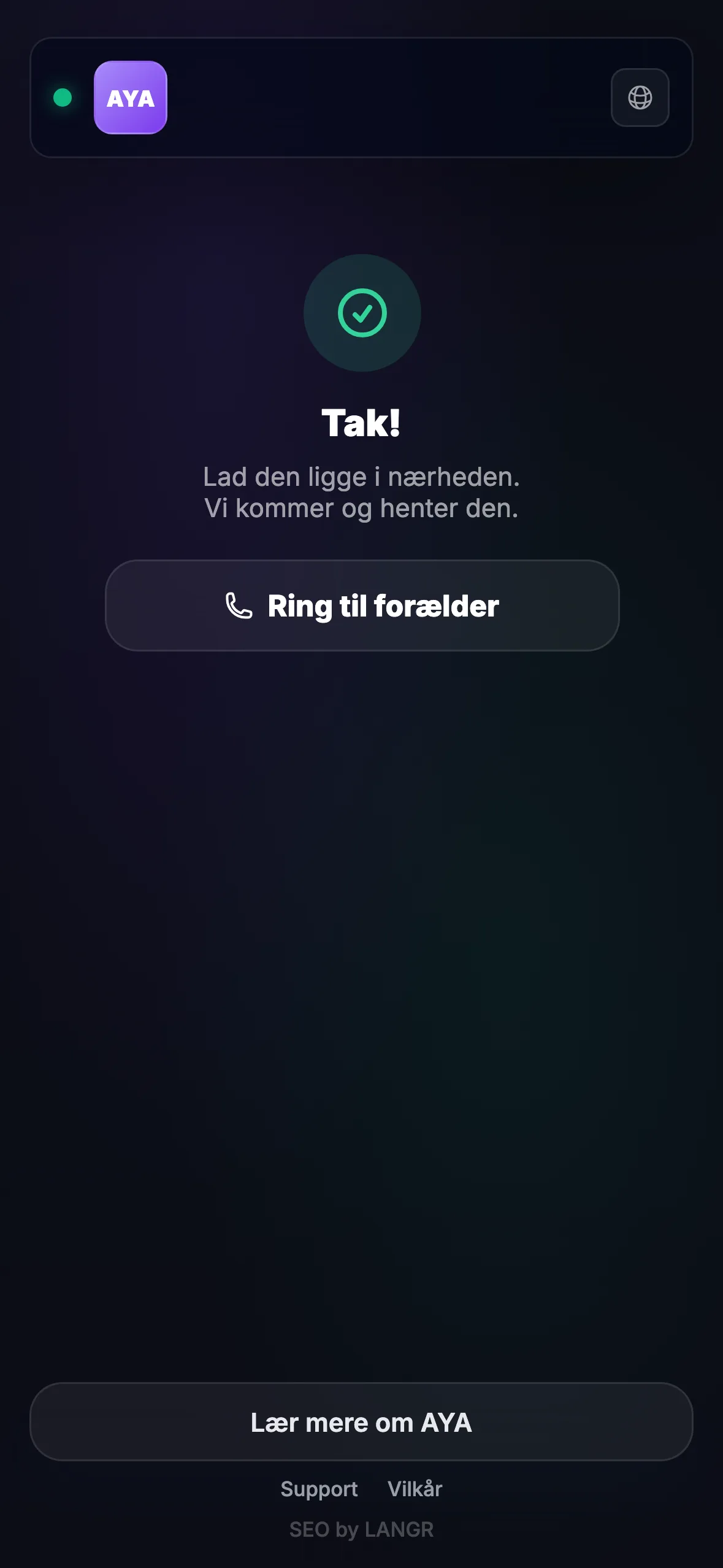 AYA — Tak! Placering delt